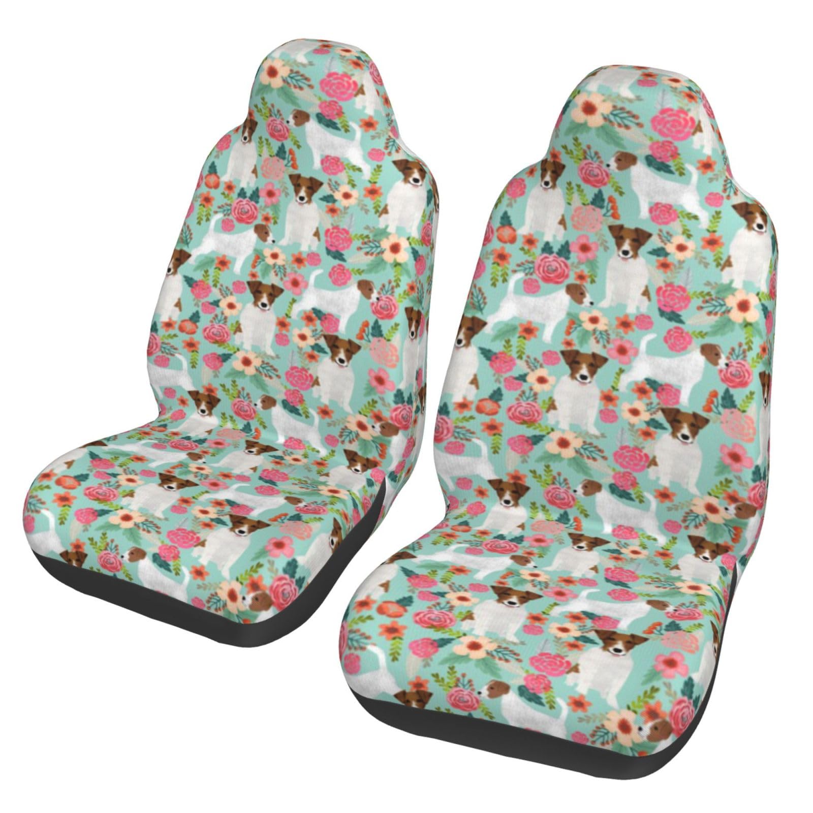 BYwenhopnbs Jack Russell Terrier Floral, 2 Stück Autositzbezüge für die Vordersitze, universeller Rutschfester Sitzschutz BYwenhopnbs Jack Russell Terrier Floral, 2 Stück Autositzbezüge für die Vordersitze, universeller Rutschfester Sitzschutz von BYwenhopnbs