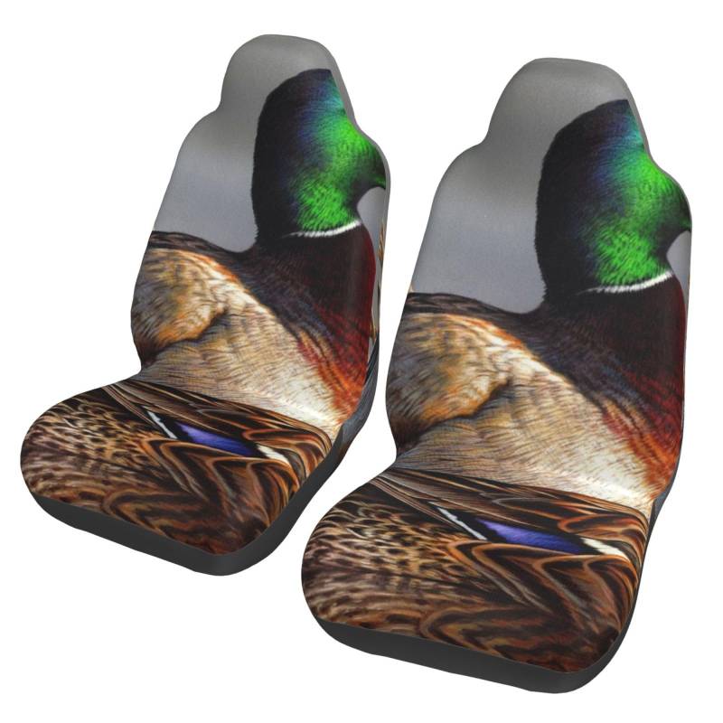 BYwenhopnbs Mallard Duck Printing, 2 Stück Autositzbezüge für die Vordersitze, universeller Anti-Rutsch-Sitzschutz von BYwenhopnbs