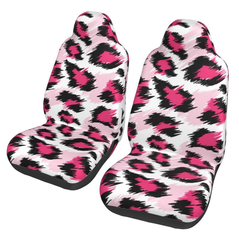 BYwenhopnbs Pink Leopard (2) ， 2 Stück Autositzbezüge für die Vordersitze, universeller Anti-Rutsch-Sitzschutz von BYwenhopnbs