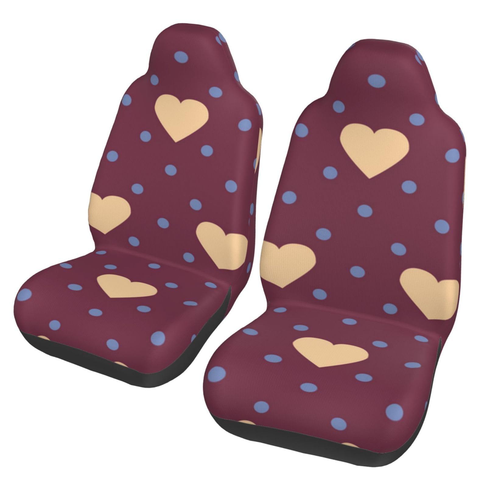 BYwenhopnbs Polka Dot und Herz, Kastanienbraun, 2 Stück, Autositzbezüge für die Vordersitze, universeller Anti-Rutsch-Sitzschutz BYwenhopnbs Polka Dot und Herz, Kastanienbraun, 2 Stück, Autositzbezüge für die Vordersitze, universeller Anti-Rutsch-Sitzschutz von BYwenhopnbs
