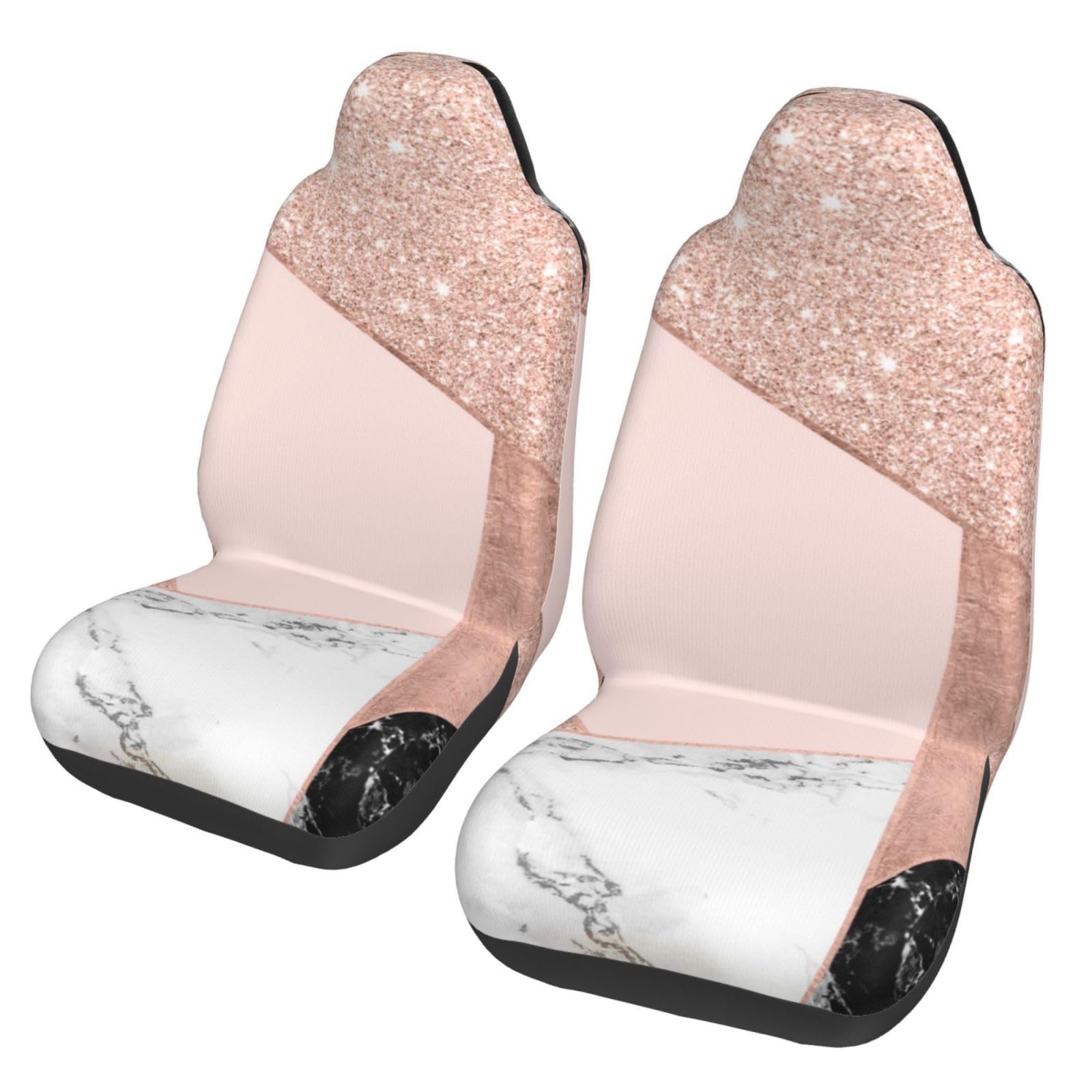 BYwenhopnbs Roségold-Glitzer, Schwarz-Weiß-Marmor, geometrisch, 2-teilig, Autositzbezüge für die Vordersitze, universeller Rutschfester Sitzschutz BYwenhopnbs Roségold-Glitzer, Schwarz-Weiß-Marmor, geometrisch, 2-teilig, Autositzbezüge für die Vordersitze, universeller Rutschfester Sitzschutz von BYwenhopnbs