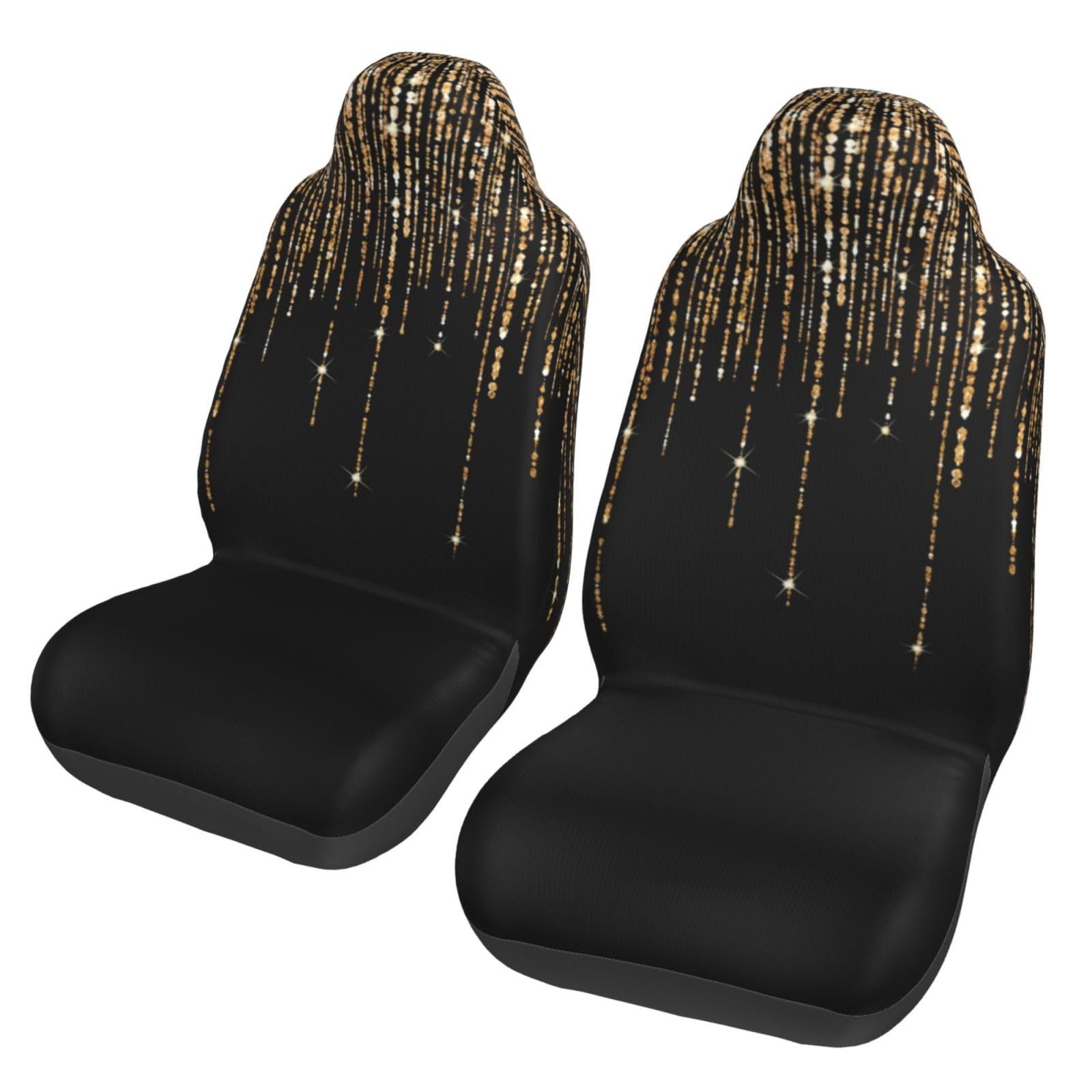 BYwenhopnbs Schwarz-Gold, glitzernder Glitzer, 2 Stück, Autositzbezüge für die Vordersitze, universeller, Rutschfester Sitzschutz BYwenhopnbs Schwarz-Gold, glitzernder Glitzer, 2 Stück, Autositzbezüge für die Vordersitze, universeller, Rutschfester Sitzschutz von BYwenhopnbs