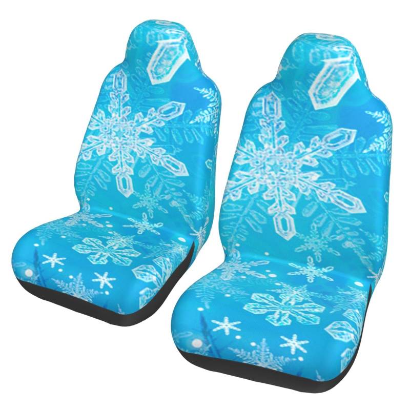 BYwenhopnbs Weihnachts-3D-Eis-Schneeflocke, 2-teilige Autositzbezüge für die Vordersitze, universeller Anti-Rutsch-Sitzschutz von BYwenhopnbs