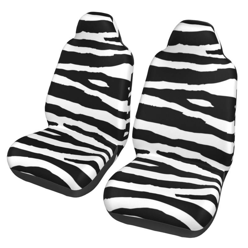 BYwenhopnbs Zebrastreifen, schwarz-weiße Tiere, 2 Stück, Autositzbezüge für die Vordersitze, universeller Rutschfester Sitzschutz von BYwenhopnbs