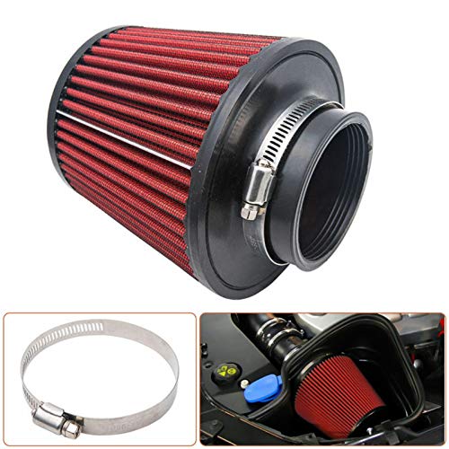 Auto-Luftfilter - Baceyong Roter Universal-Hochleistungs-Luftfilter für 76-mm-Ansaugluft-Kit von Baceyong