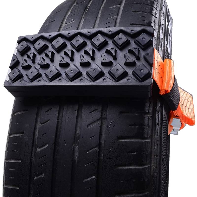 Auto-Skid-Ketten, Baceyong 2X-Reifen-Traktionsgerät für Schnee-Schlamm-Sand, Universal-Auto-LKW-SUVs Schneeketten Orange Nylon-Gummi von Baceyong
