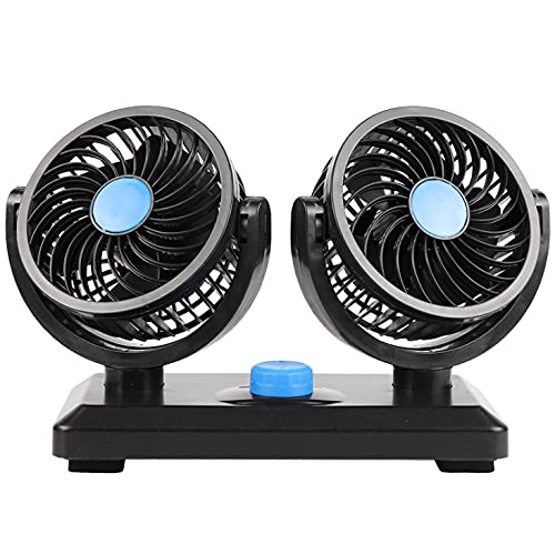 Baceyong 12V Twin Fan 360° Allround Dual Cooling Cooler Fan für Car Van Caravans, 2 Geschwindigkeiten einstellbar von Baceyong