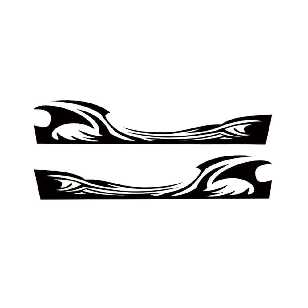 Baceyong 2 x Wellen-Flammen-Grafiken, Karosserie-Seitenaufkleber, Auto-Streifen-Aufkleber, universell, Vinyl, wasserdicht, Dekoration, schwarz/weiß/rot von Baceyong