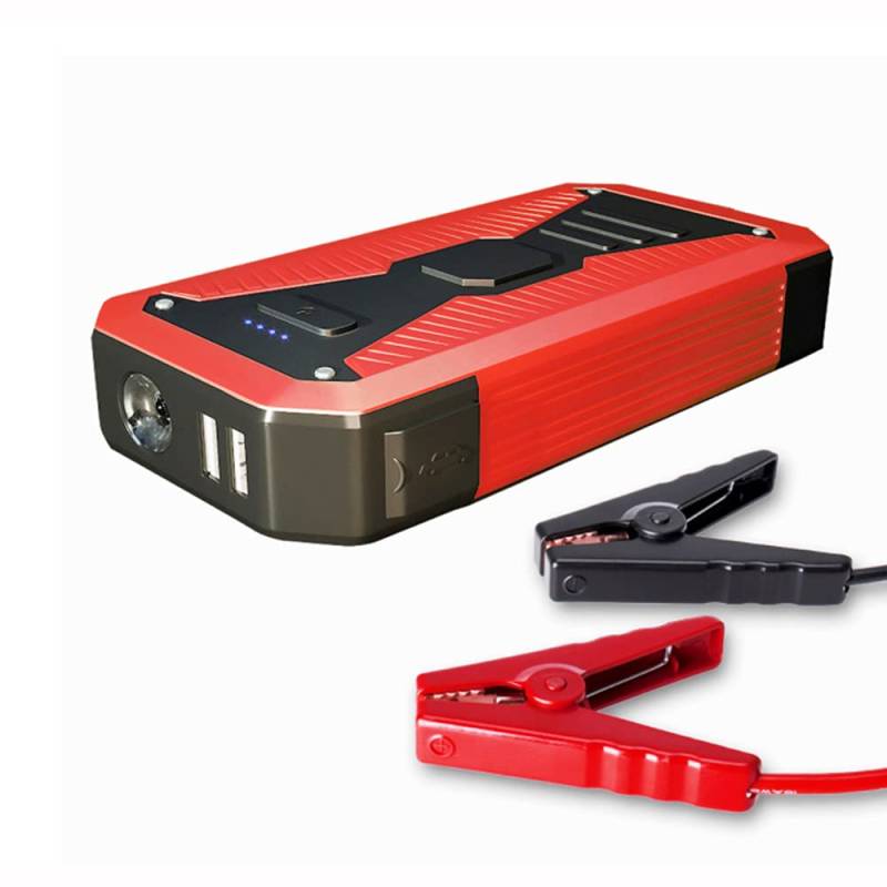 Baceyong Auto Starter Power, 12V 10000mAh Autobatterie Starthilfe Booster Starthilfe Power Pack, mit Zwei USB-Ausgängen Notbeleuchtung, Schwarz & Rot von Baceyong