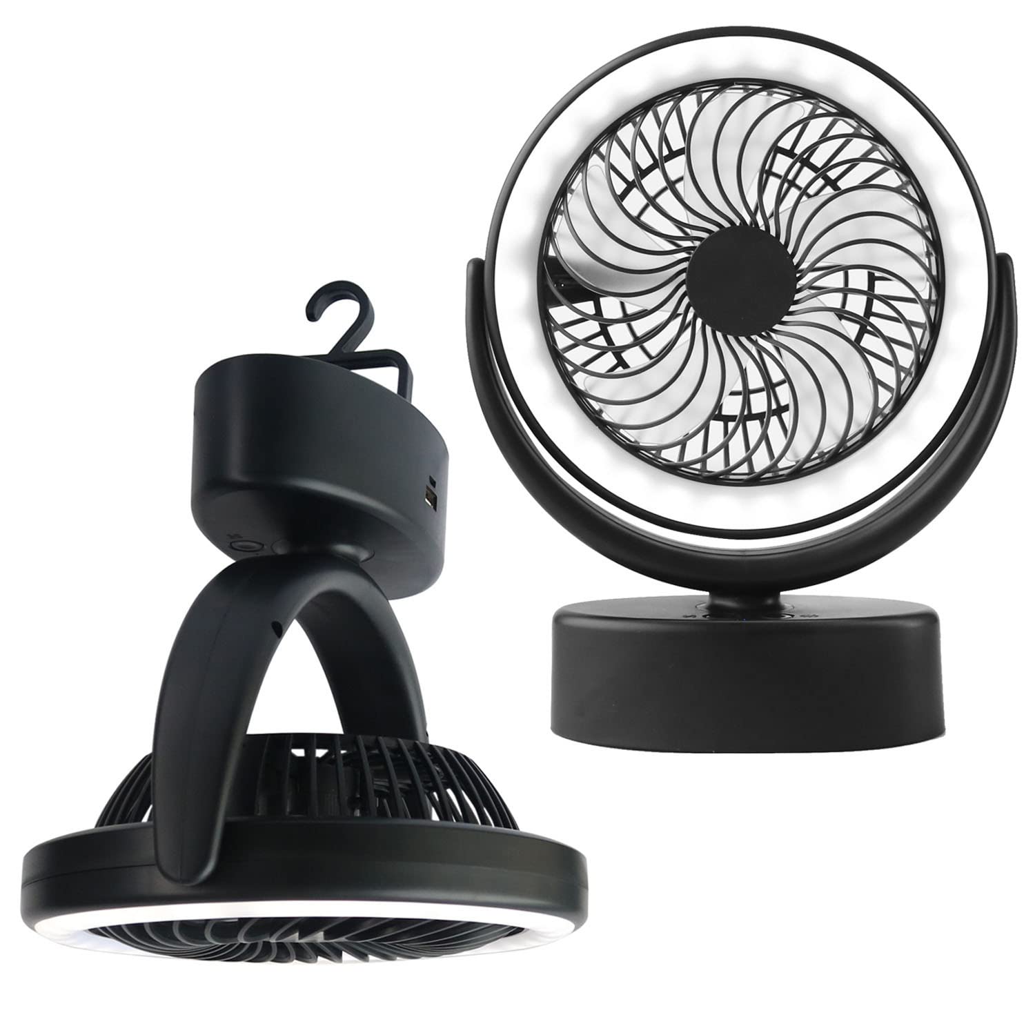 Baceyong Campingventilator mit LED-Licht, tragbarer Ventilator mit Haken, 180° drehbar, für Haushaltszelt Baceyong Campingventilator mit LED-Licht, tragbarer Ventilator mit Haken, 180° drehbar, für Haushaltszelt von Baceyong