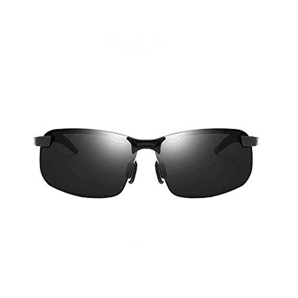 Baceyong UV400 Schützende Nachtsichtbrille für Männer und Frauen, universelle polarisierte, farbwechselnde Sonnenbrille, mit Brillenetui, Schwarzer Rahmen, schwarze graue Linse von Baceyong