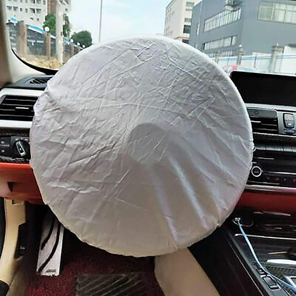 Baceyong Universal Silber Doppeltuch Lenkrad Sonnenschutz für Auto SUV, Faltbarer Reflektierender UV-Sonnenschutz, 50 * 50cm von Baceyong