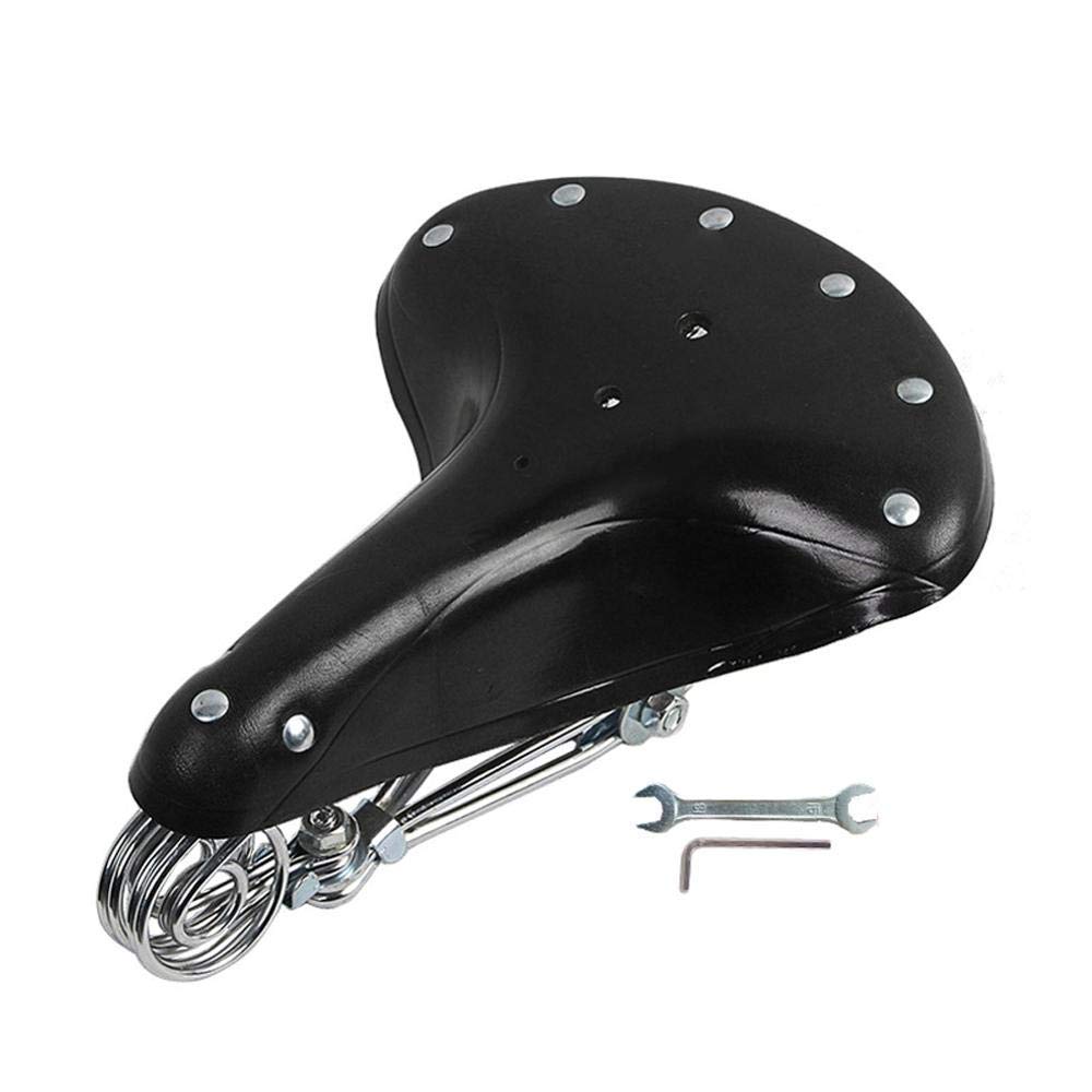 Fahrradsitz, Baceyong Bequemer Fahrradsattel, Vintage klassischer Rindsleder Fahrradsitz mit Federn （Schwarz） von Baceyong