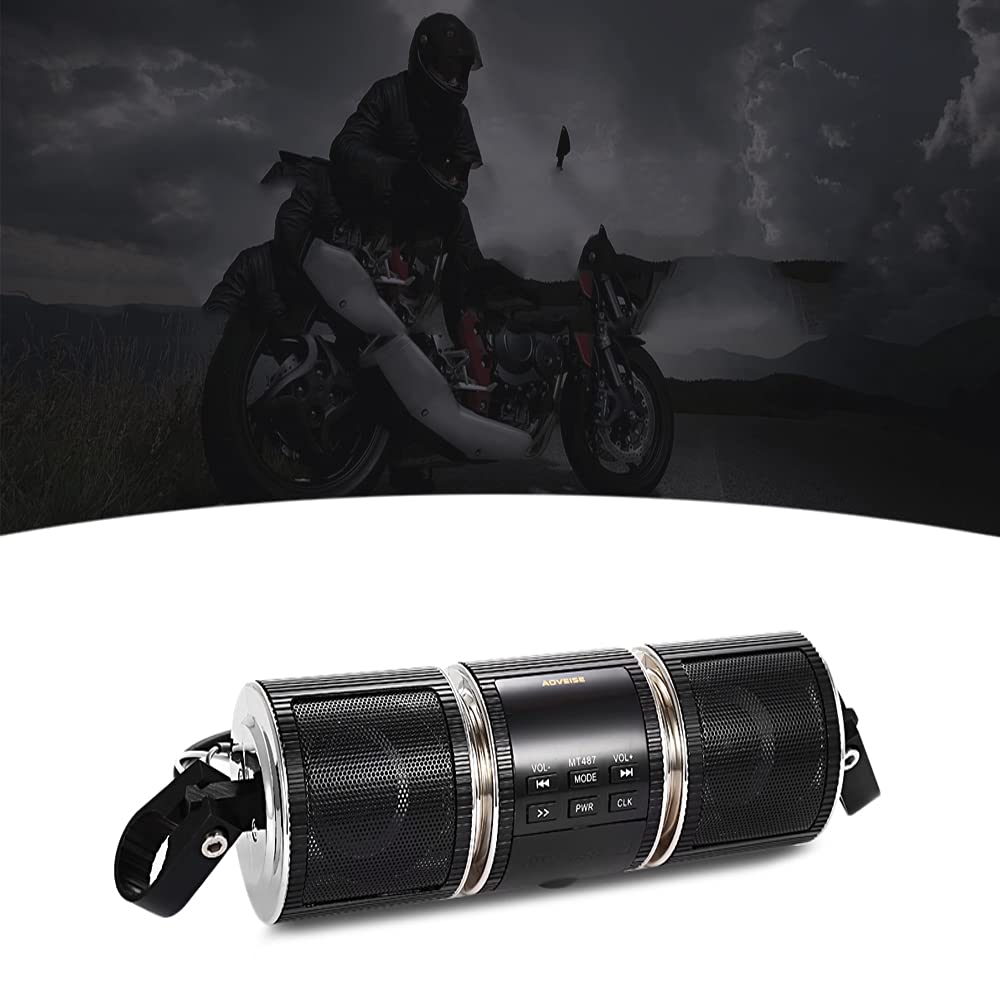 Motorrad Bluetooth Audio Sound, Baceyong Wasserdichtes 12V Bluetooth FM Fahrradradio mit Stereo-Soundsystem für Mountainbikes, Jetskis, Fernbedienungsradio, MP3-Player - Schwarz von Baceyong