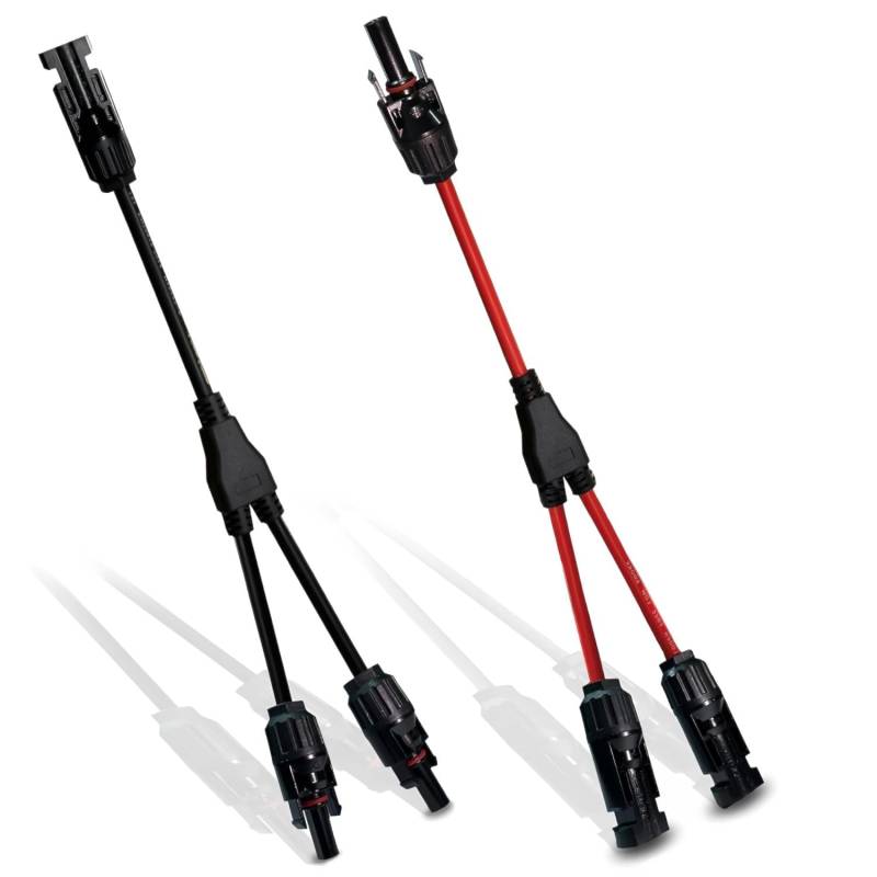 Bacxzomx Solarkabel Y-Verteiler 4 mm², Solarpanel y Kabel MMF+FFM für Parallel-Photovoltaik-Anschluss, MC4 Kabel Y Stecker Solar, 1Y2 Stecker Paar für Solaranlage Steckerfertig(Rot +Schwarz) von Bacxzomx