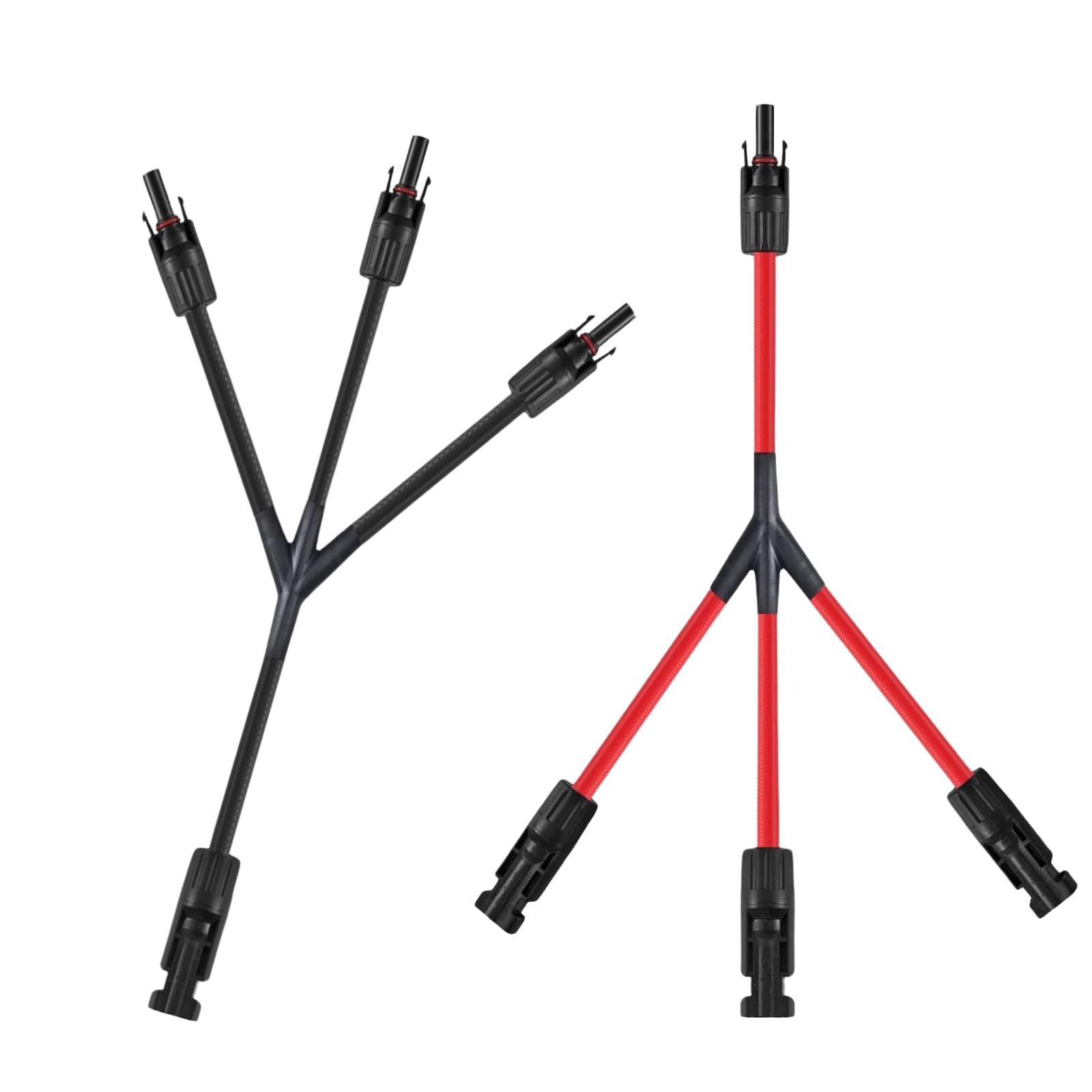 Bacxzomx Solarkabel Y-Verteiler 4 mm², Solarpanel y Kabel MMF+FFM für Parallel-Photovoltaik-Anschluss, MC4 Kabel Y Stecker Solar, 1Y3 Stecker Paar für Solaranlage Steckerfertig(Rot +Schwarz) von Bacxzomx