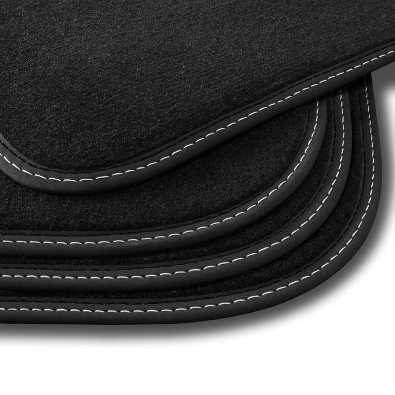 Bär-AfC Auto Fußmatten Premium passend für Mazda MX-5 NA 1989-1998, Autoteppiche Velours Schwarz, Nubuk Band Schwarz, Doppelnaht Schwarz + Weiß, Set 2-teilig, MA02025 von Bär-AfC