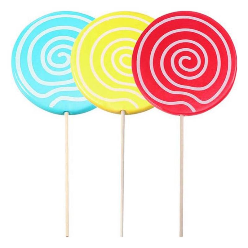 Baeroprki 3 StüCk Simulierte Lutscher-Requisite, GefäLschtes Lutscher-Modell, SüßIgkeiten-Ornament, Hochzeit, Festival, Party-Dekoration, Rot + Blau + Gelb von Baeroprki