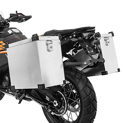Bagtecs Alukoffer Set 40l + Haltesatz 18mm für Motorrad - Seitenkoffer-Set mit 2x Aluminium Koffer 40l und Anbausatz für Kofferträger mit 18mm Durchmesser von Bagtecs