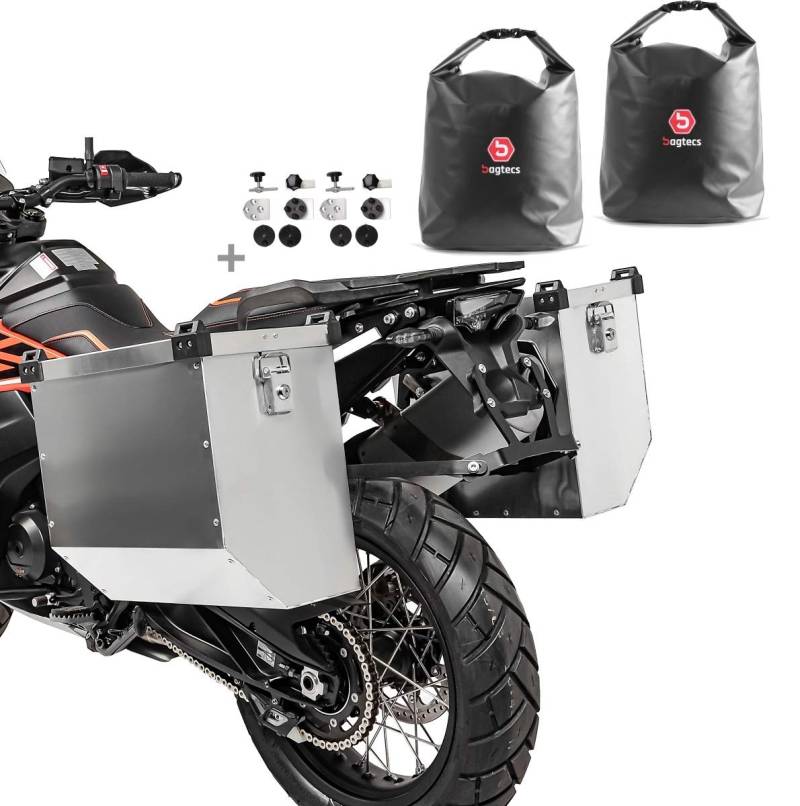 Set Motorrad Alukoffer Bagtecs Atlas 2x36l + Drybag Innentaschen + Anbaukit von Bagtecs