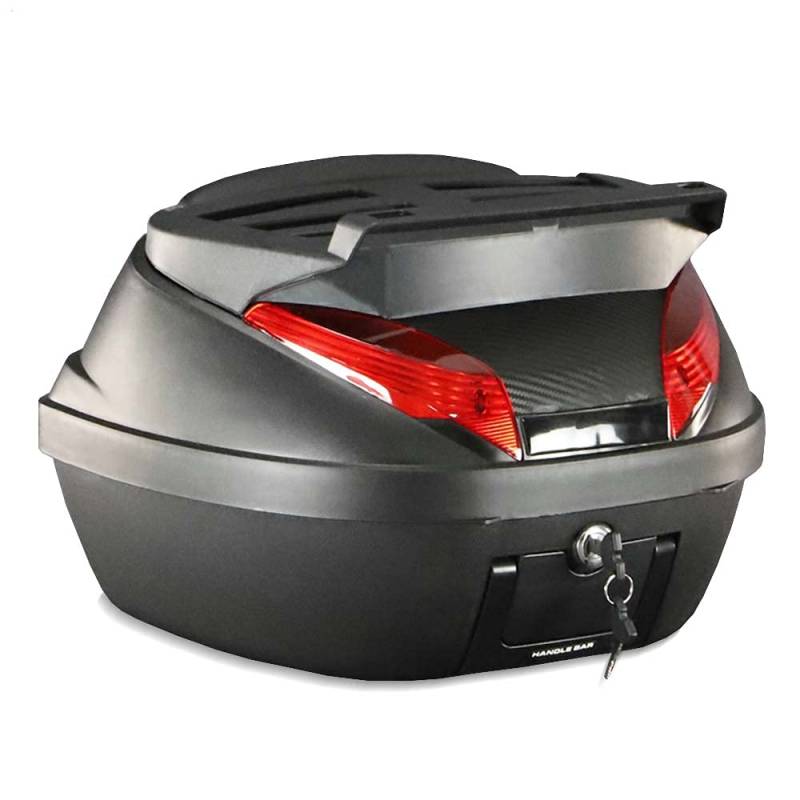 Bagtecs Topcase für BMW F 750/700 / 650 GS, Motorradkoffer, 42 Liter, Schwarz, Einfarbig, Universalmontageplatte, Rigid Plastic, Wasserdicht, Abschließbar von Bagtecs