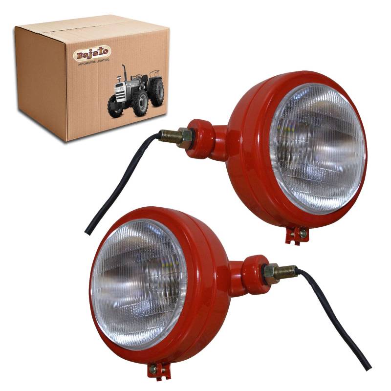 APSMOTIV Bajato Red Headlights Assemblies with 12v Bulbs Competitive for David Brown 700 900 800 1200 1400 Series | Massey Ferguson 35 35X 65 765 | Case/IH Tractor B275 B250 B414 B444 von APSMOTIV