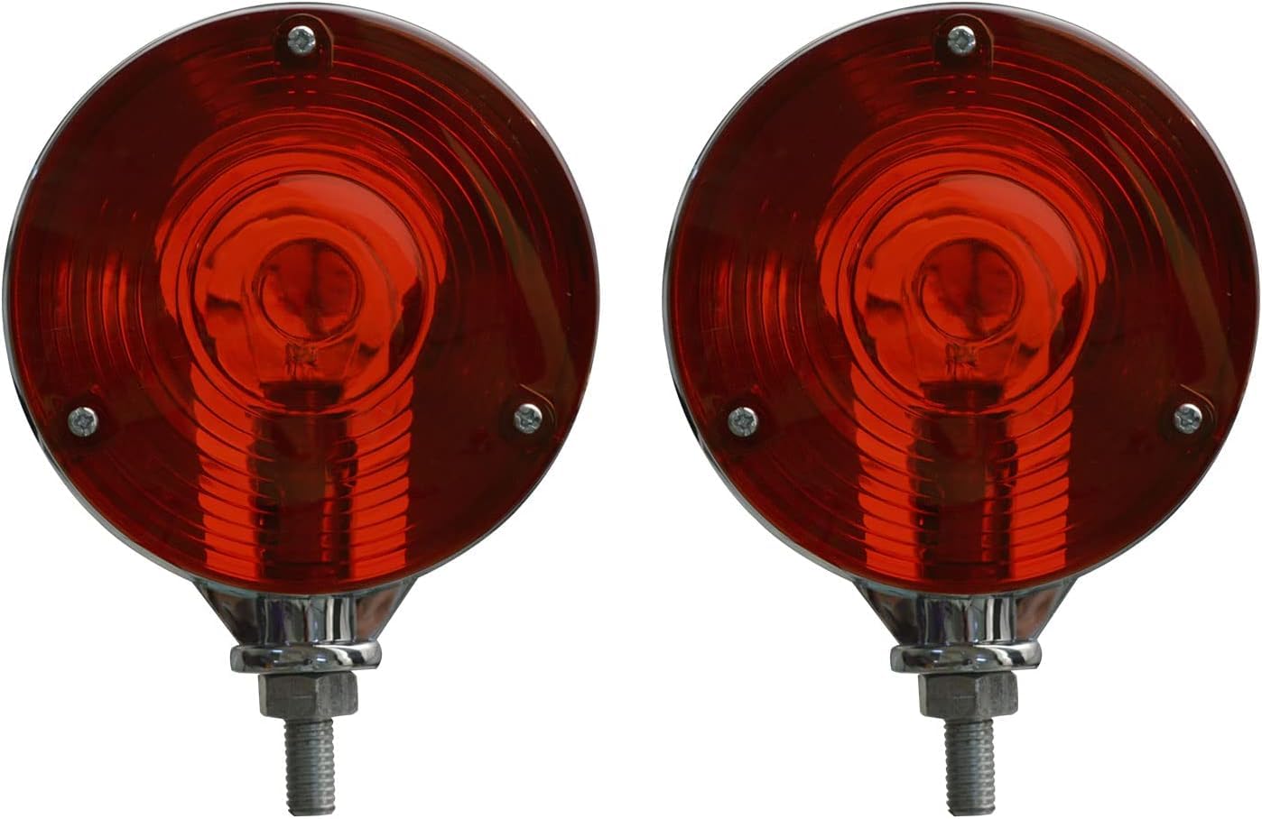 Bajato Tractor Tail Lights Waterproof Round Red/Red Double Face Lights Assembly with 12v Bulbs Compatible for Truck Trailer SUV RV Fender Stop Turn Tail and Parking Light, Chrome Die Cast Housing Bajato Tractor Tail Lights Waterproof Round Red/Red Double Face Lights Assembly with 12v Bulbs Compatible for Truck Trailer SUV RV Fender Stop Turn Tail and Parking Light, Chrome Die Cast Housing von Bajato