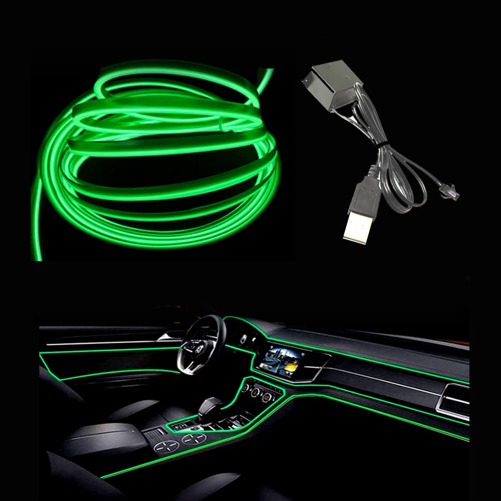 Balabaxer 10 m USB-Kabel, Neonlicht, grün, 5 V, Seitenbreite 6 mm, mit Sicherungsschutz, für die Innenausstattung des Autos von Balabaxer
