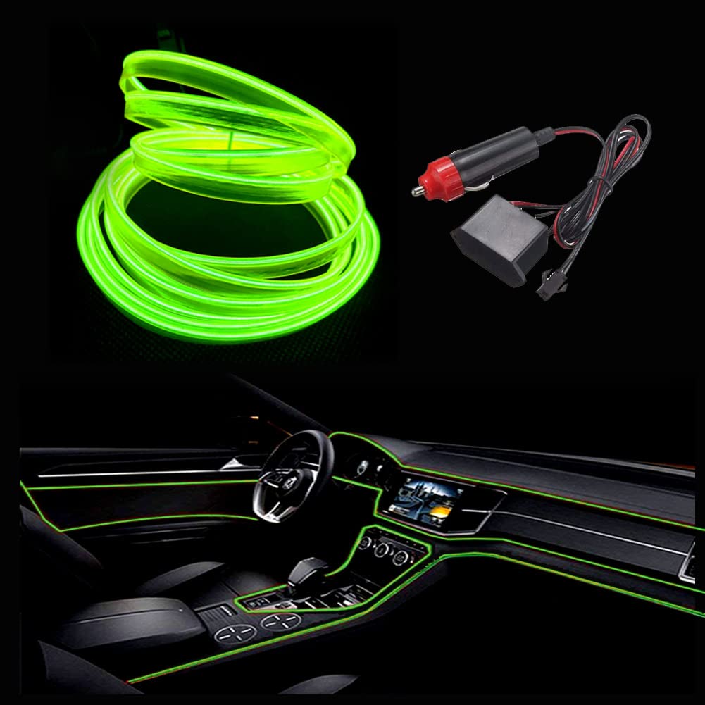 3m Neondraht 12V mit Absicherung für Automotive Car Interior Decoration Balabaxer Bright Grün EL Wire mit 6mm Nähkante