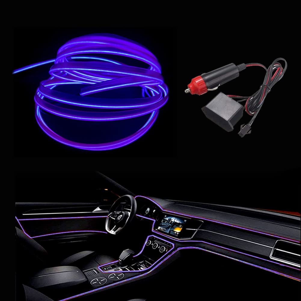 Balabaxer Bright Violett EL Wire mit 6mm Nähkante, 5m Neondraht 12V mit Absicherung für Automotive Car Interior Decoration… von Balabaxer