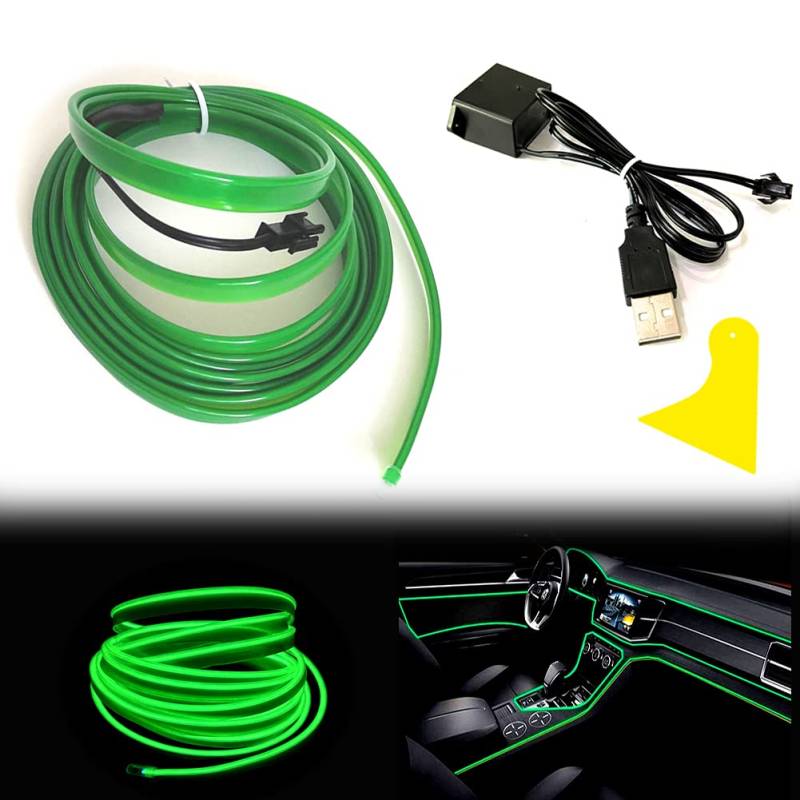 Balabaxer El Wire LED-Streifen für den Innenraum, 10 m, Neondraht, USB, 5 V, mit Sicherungsschutz, für Auto-Innendekoration, mit 6 mm Nähkante von Balabaxer
