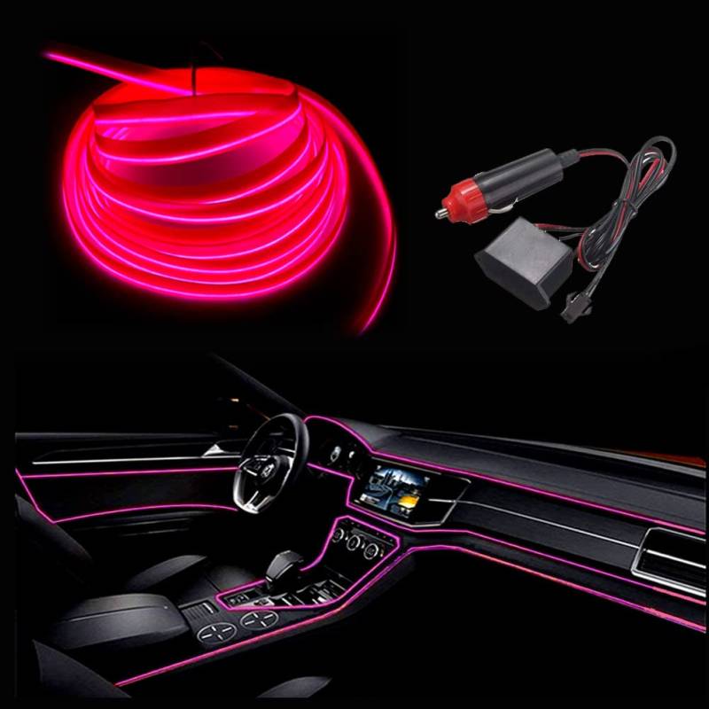 Balabaxer Pink EL Wires Car Kit，5M Flexible Neon EL Draht für Autos DC 12V Neonatmosphäre Glühendes Elektrolumineszenzlicht Glühendes Neonlicht… von Balabaxer