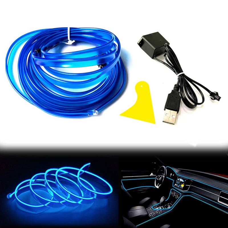 Balabaxer USB EL Wire Blau，10M/32.8FT Flexible Neonlichtröhre DC 5V Neonröhre Lichter Auto Innenverkleidung Lichtleiste für Innenverkleidung Gap Dekorative…… von Balabaxer