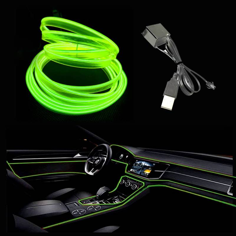 Balabaxer USB EL-Wire Fluoreszierendes Grün, 5M/16.4FT Flexible Neonlichtröhre DC 5V Neonröhre Innenraumlichtleiste für Autoinnenraum, Lücke Dekorationsbeleuchtung. von Balabaxer