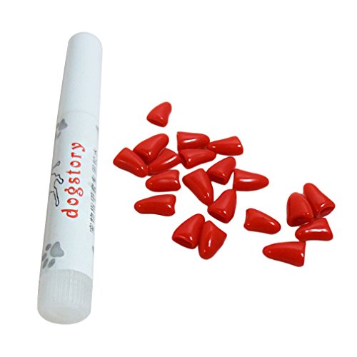 Ballylelly20 Stücke Hund Anti-Scratch Nail Caps Weiche Silikon Pfote Nagel Abdeckung Nagelschützer (Farbe: Rot) von Ballylelly