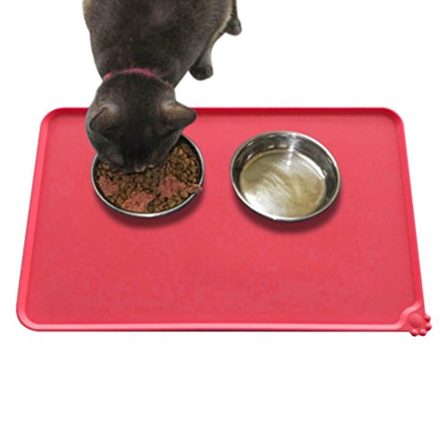 BallylellyHaustier Fütterung Matte Weichen Silikon Kätzchen Schüssel Tablett Matte Welpen Tischset Schüssel Pad (Farbe: Rot) von Ballylelly