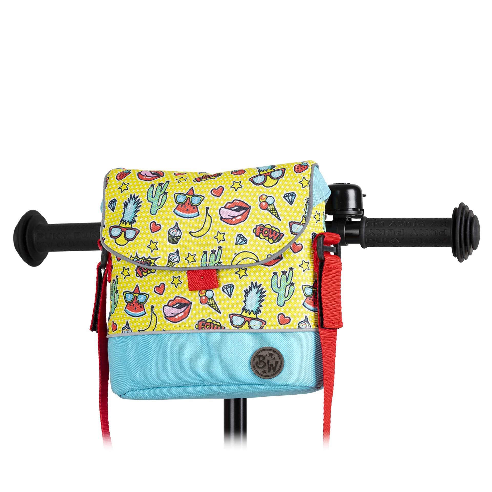 BAMBINIWELT Lenkertasche Tasche kompatibel mit Puky mit Woom Laufrad Räder Roller Fahrrad Fahrradtasche für Kinder wasserabweisend mit Schultergurt (Modell 18) von BambiniWelt by Rafael K.
