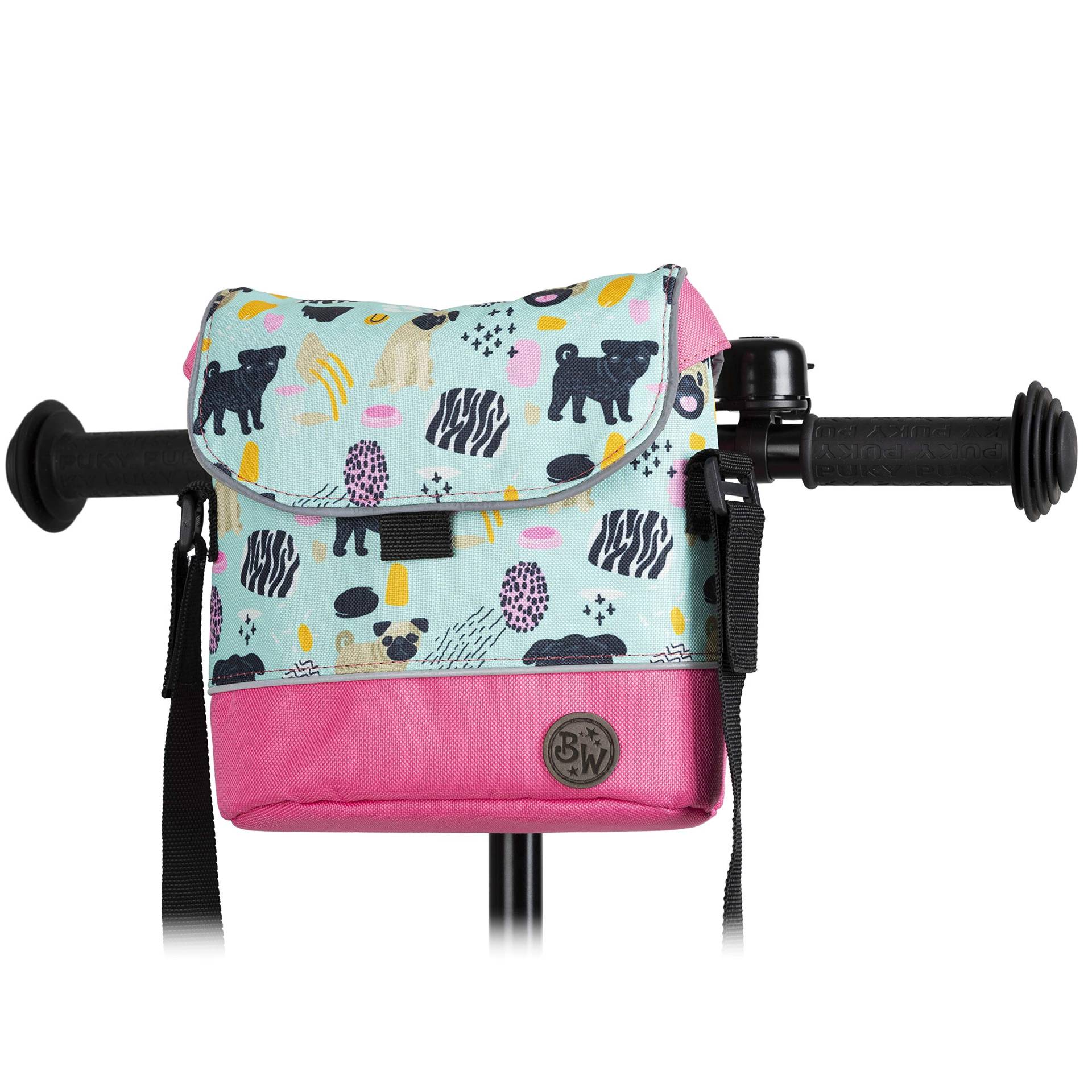 BAMBINIWELT Lenkertasche Tasche kompatibel mit Puky mit Woom Laufrad Räder Roller Fahrrad Fahrradtasche für Kinder wasserabweisend mit Schultergurt (Modell 19) von BambiniWelt by Rafael K.