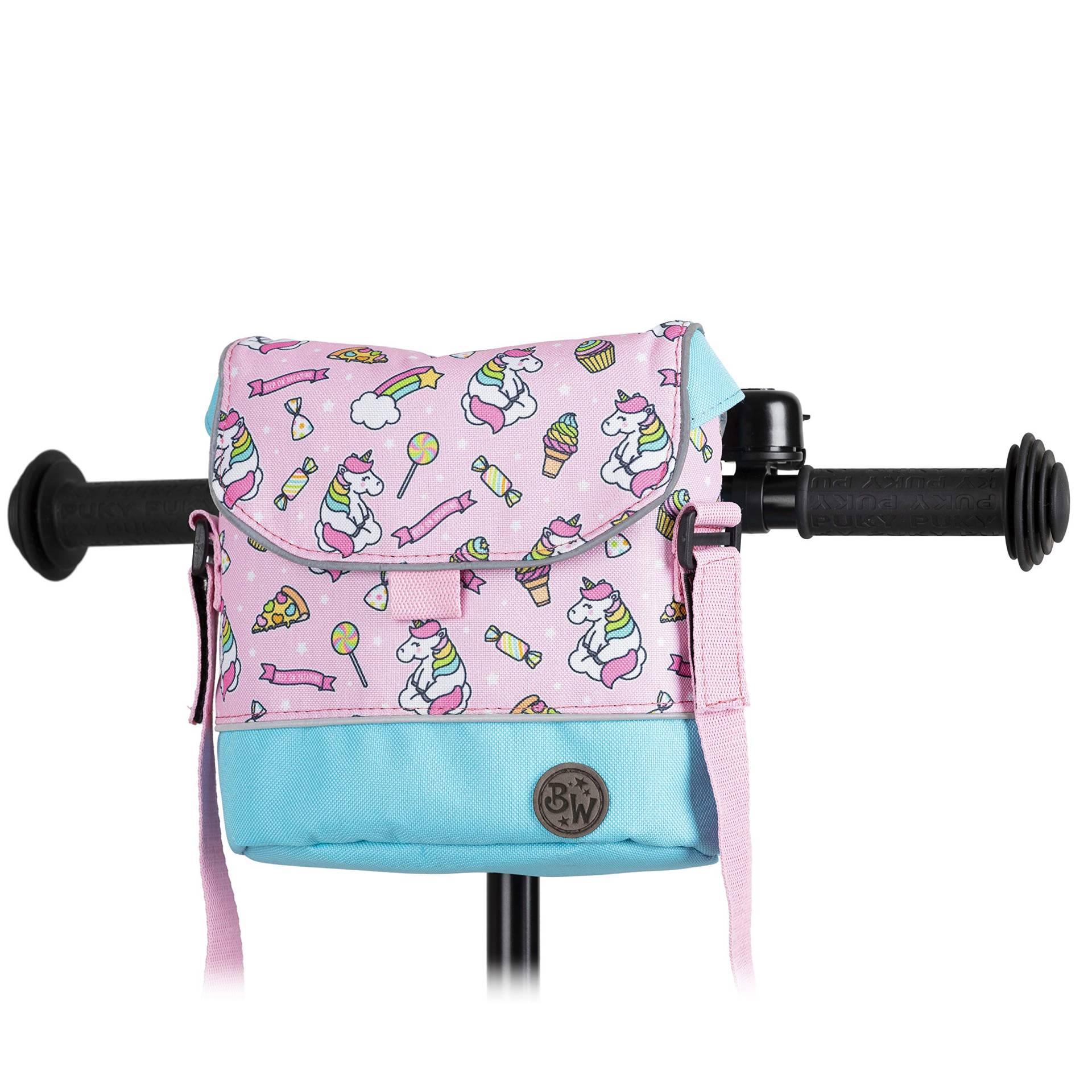 BAMBINIWELT Lenkertasche Tasche kompatibel mit Puky mit Woom Laufrad Räder Roller Fahrrad Fahrradtasche für Kinder wasserabweisend mit Schultergurt (Modell 20) von BambiniWelt by Rafael K.