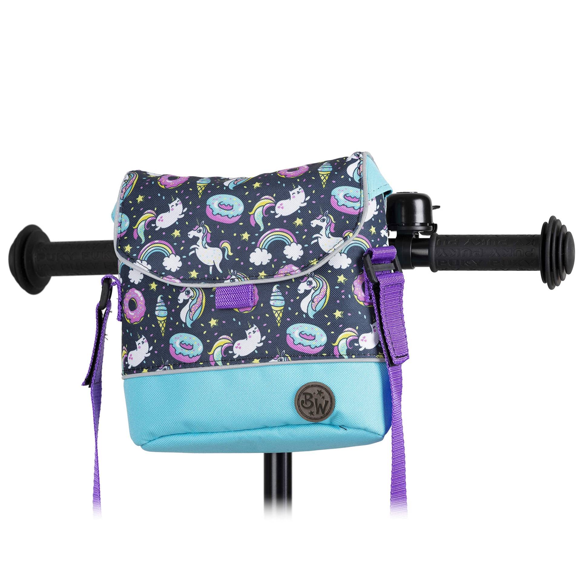 BAMBINIWELT Lenkertasche Tasche kompatibel mit Puky mit Woom Laufrad Räder Roller Fahrrad Fahrradtasche für Kinder wasserabweisend mit Schultergurt (Modell 24) von BambiniWelt by Rafael K.