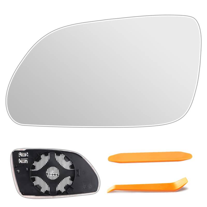 Spiegelglas Ersatz für VW Polo 9N 2005-2009 UND Skoda Oktavia (1Z3 / 1Z5) 2004-2008 beheizbar Ersatzspiegelglas Fahrerseite Außenspiegel Asphärisch mit 2 Montage-Hebelplatte(Links) von Bamyli