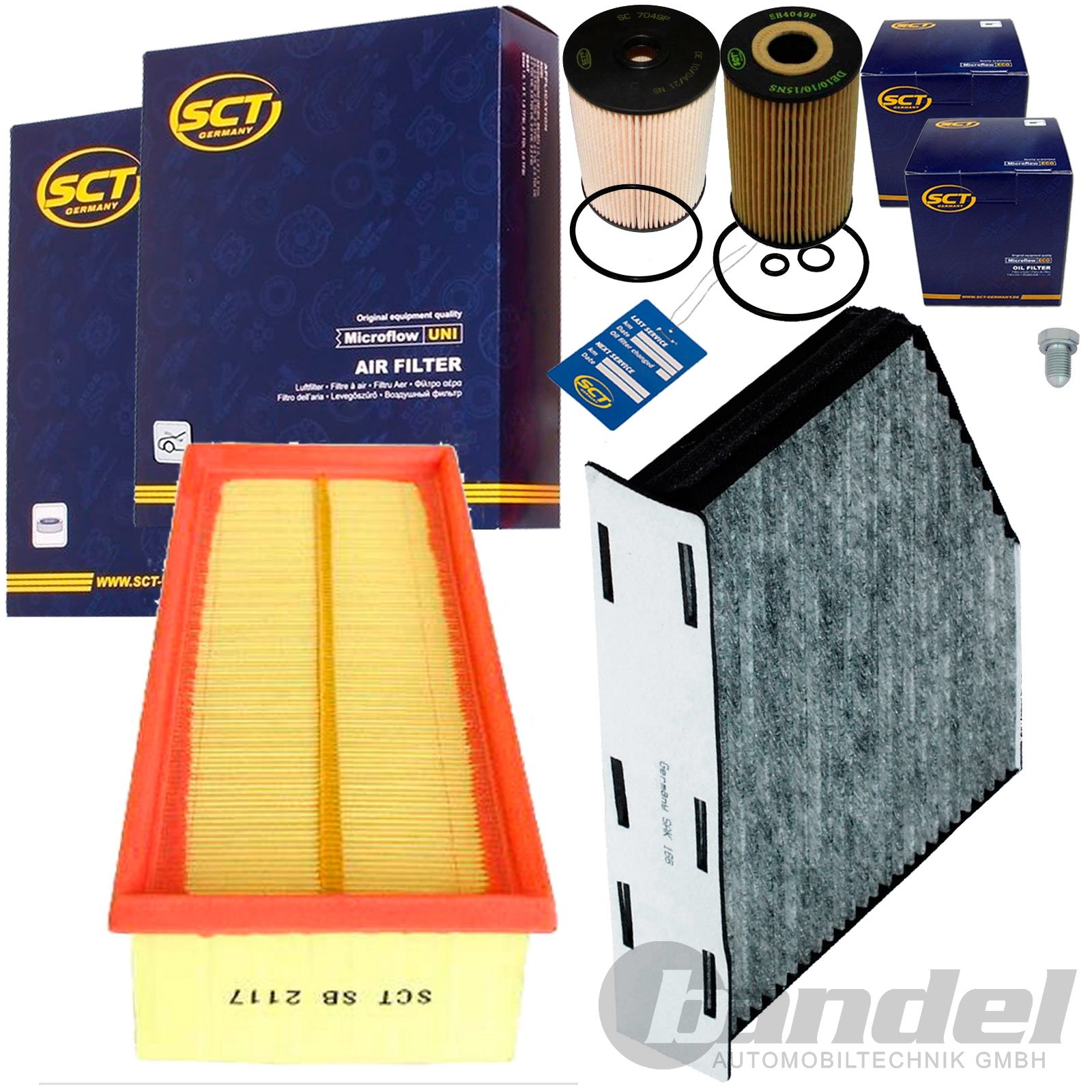 Filterset Inspektionskit 1 Luftfilter 1 Kraftstofffilter 1 Filter, Innenraumluft Aktivkohlefilter 1 Verschlussschraube, Oelwanne 1Oelfilter 1 Oelwechselanhaenger Filterset Inspektionskit 1 Luftfilter 1 Kraftstofffilter 1 Filter, Innenraumluft Aktivkohlefilter 1 Verschlussschraube, Oelwanne 1Oelfilter 1 Oelwechselanhaenger von Bandel Automobiltechnik