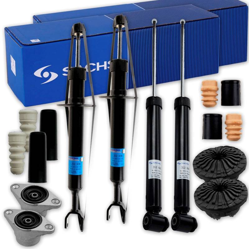 4x SACHS Gas Stoßdämpfer + Domlager + Protection-Kit vorne + hinten für A4 B6 von BandelOne