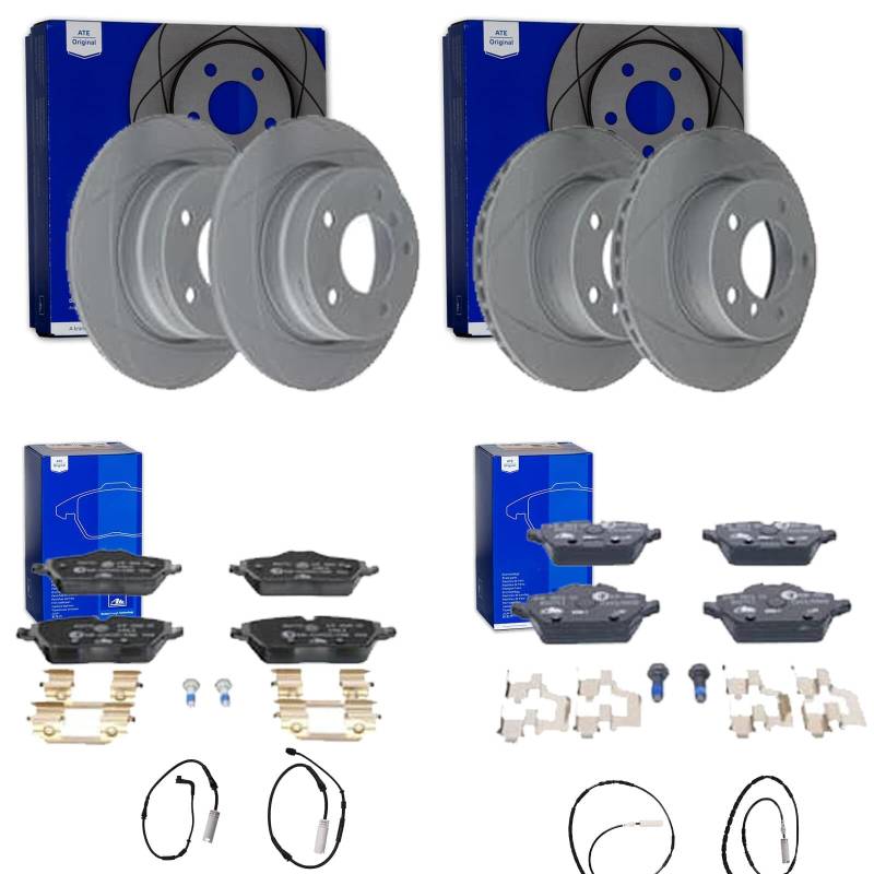 ATE PowerDisc Bremsscheiben + Beläge vorne + hinten passend für 1er E81 E87 von BandelOne