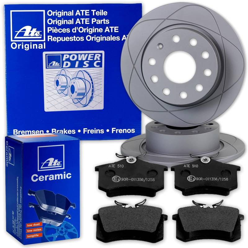 ATE PowerDisc Bremsscheiben + CERAMIC Beläge hinten für Passat CC 3C B7 B6 von BandelOne