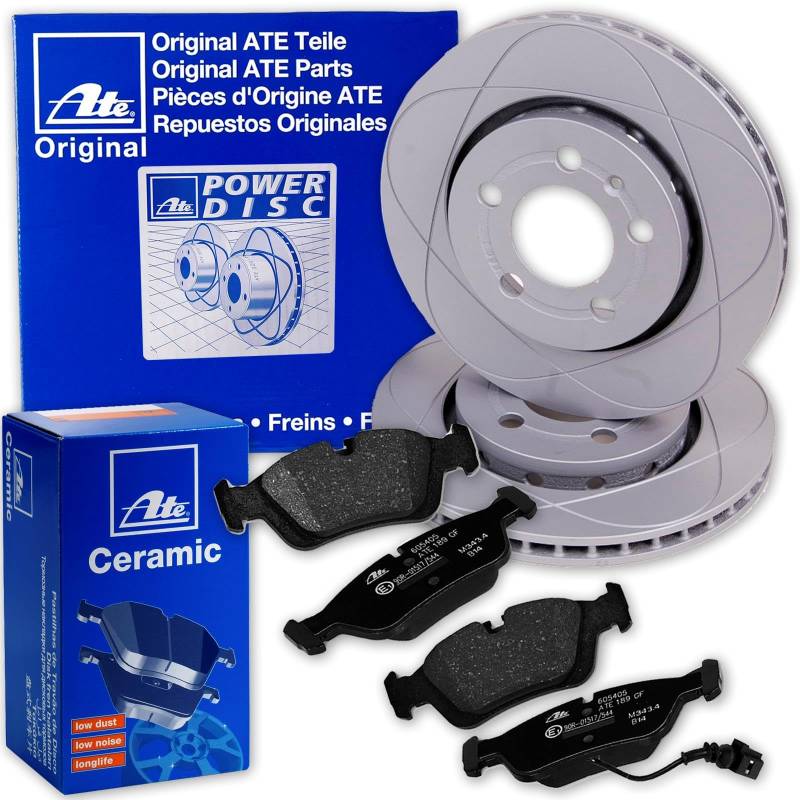 ATE PowerDisc Bremsscheiben + CERAMIC Beläge vorne für Golf 4 Polo A3 Fabia von BandelOne