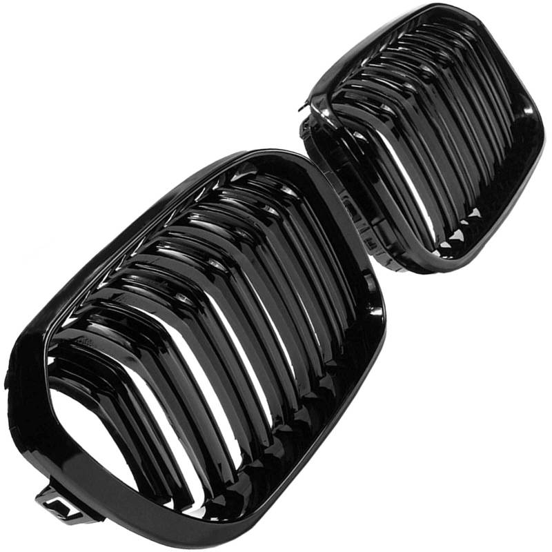 BandelOne Doppelsteg Kühlergrill Sport Nieren schwarz glänzend für Auto, ABS-Kunststoff, Schwarz von BandelOne