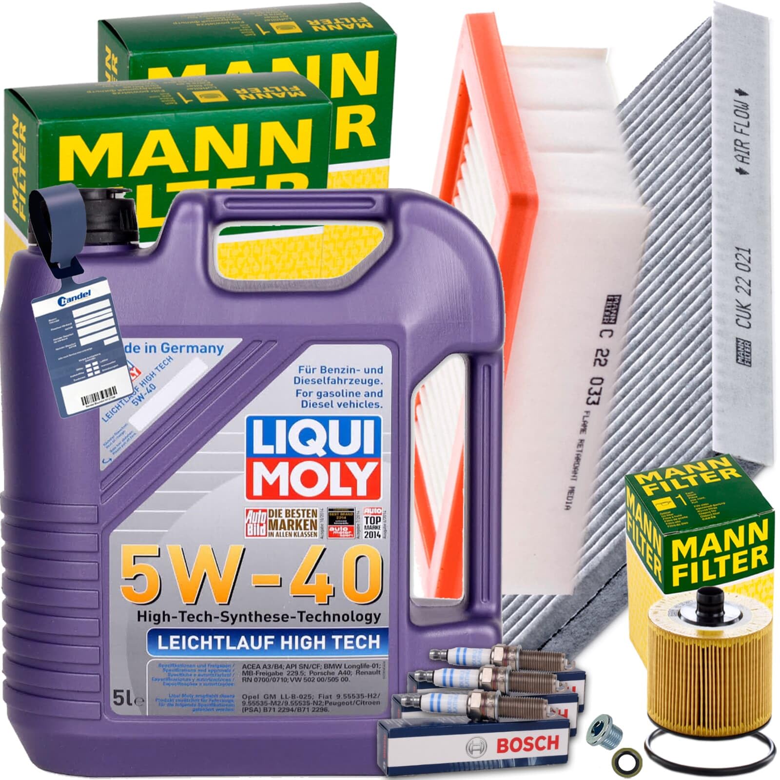 Inspektionspaket + 1x5L 5W40 Motoröl passend für ForTwo ForFour Inspektionspaket + 1x5L 5W40 Motoröl passend für ForTwo ForFour von BandelOne