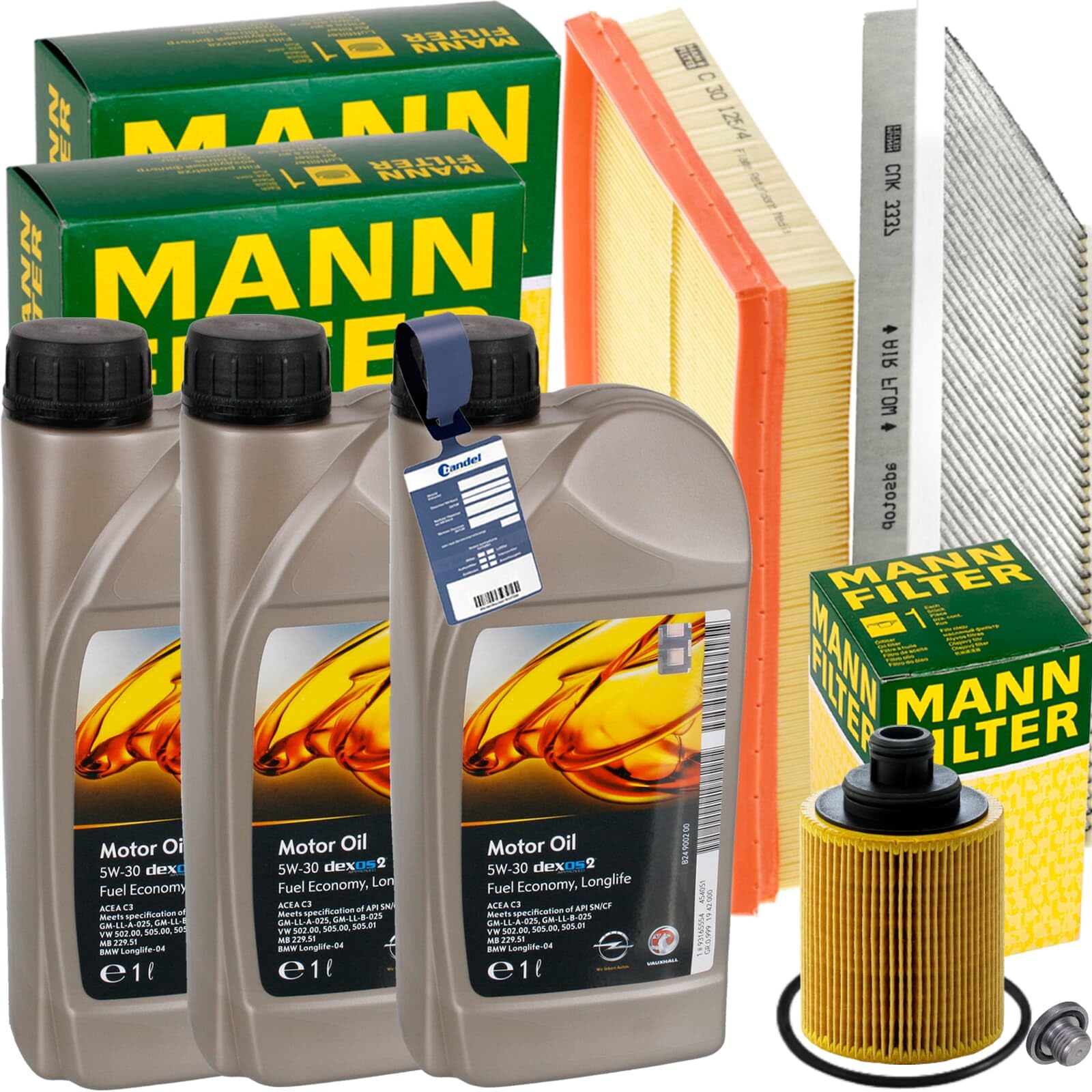 Inspektionspaket + 3x1L 5W30 Motoröl passend für Corsa C 1.3 CDTI Inspektionspaket + 3x1L 5W30 Motoröl passend für Corsa C 1.3 CDTI von BandelOne