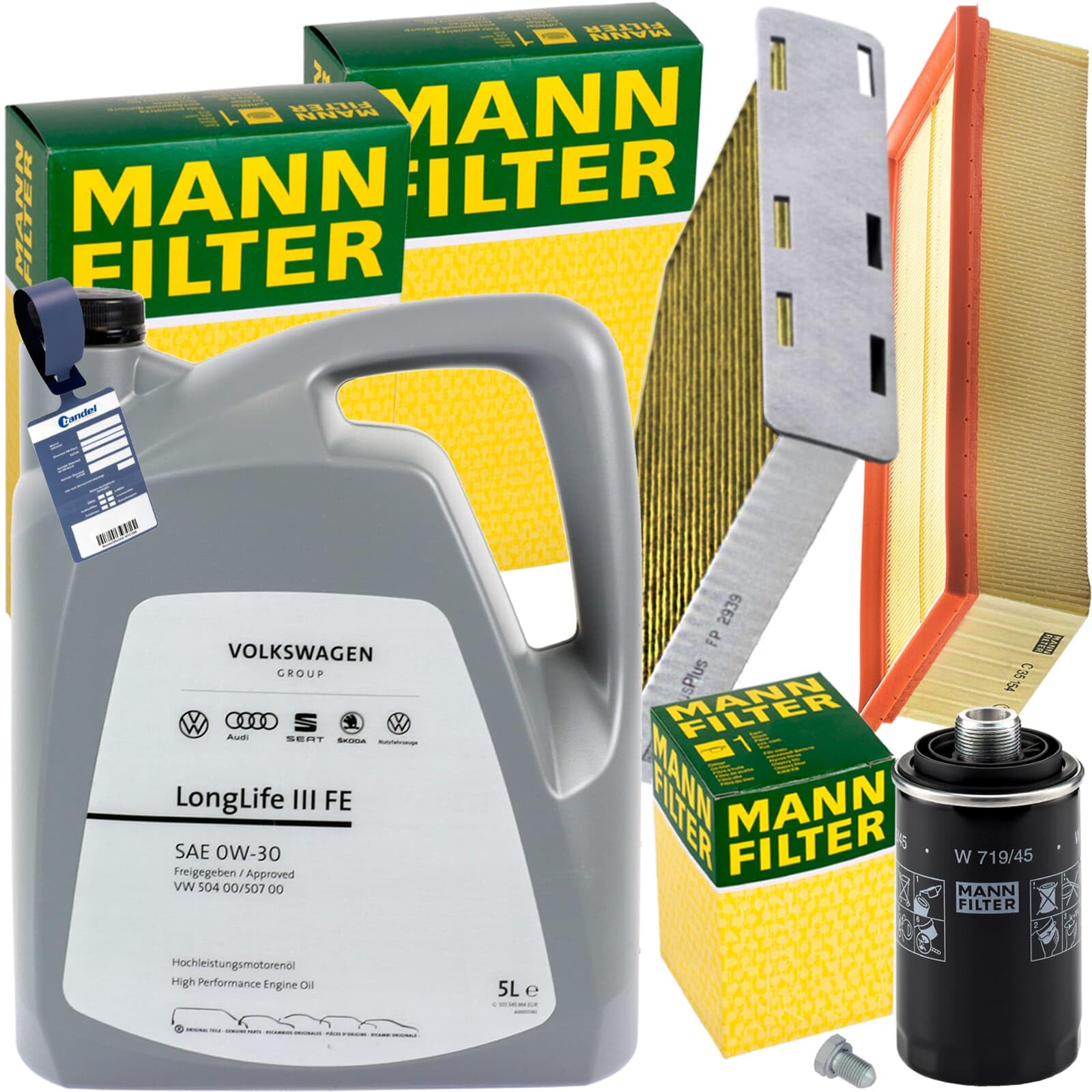 Inspektionspaket + 5L 0W-30 Öl passend für Golf 5 6 Passat B6/7 Inspektionspaket + 5L 0W-30 Öl passend für Golf 5 6 Passat B6/7 von BandelOne